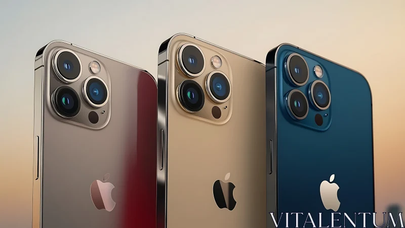 Premium smartphone lineup display across warm gradient backdrop.