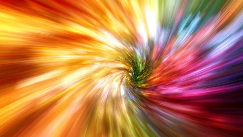 Chromatic vortex burst with radial motion blur core glow.