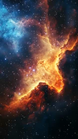 Nebula cloud shows glowing orange gas and dense star field