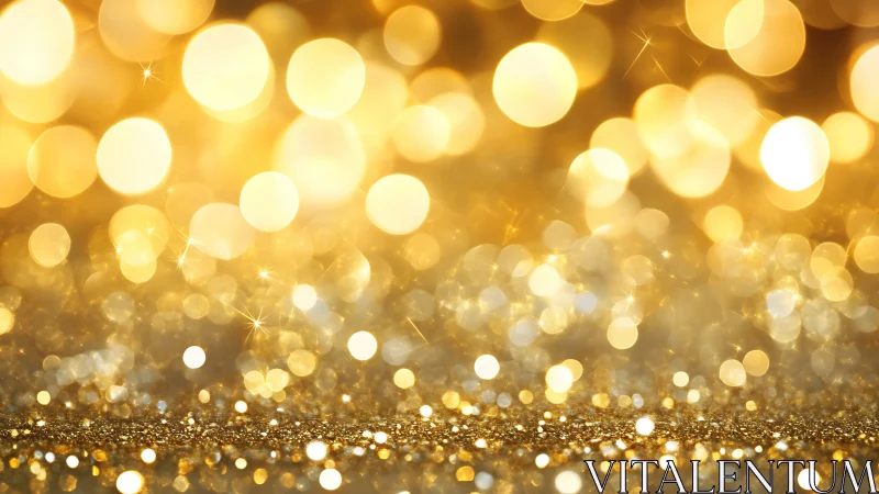 Golden bokeh lights glow softly in a sparkling blur
