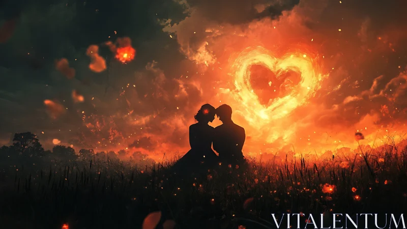 Love's Fiery Glow: A Moment Under Burning Skies.