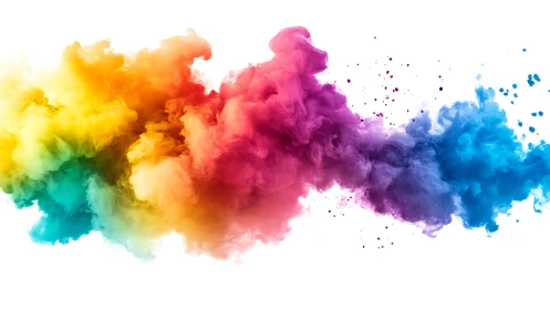 Color cloud in motion, a joyful rainbow burst in air.