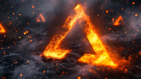Flaming Arrow Symbol in Lava and Embers.