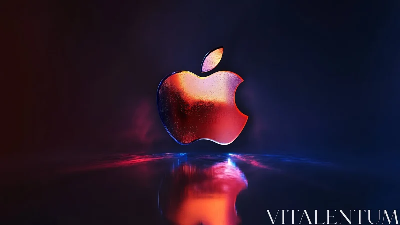 Glowing apple icon shining softly in a dreamy night space.