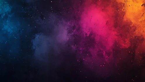 Vibrant cosmic color clouds drift across a starry dark space