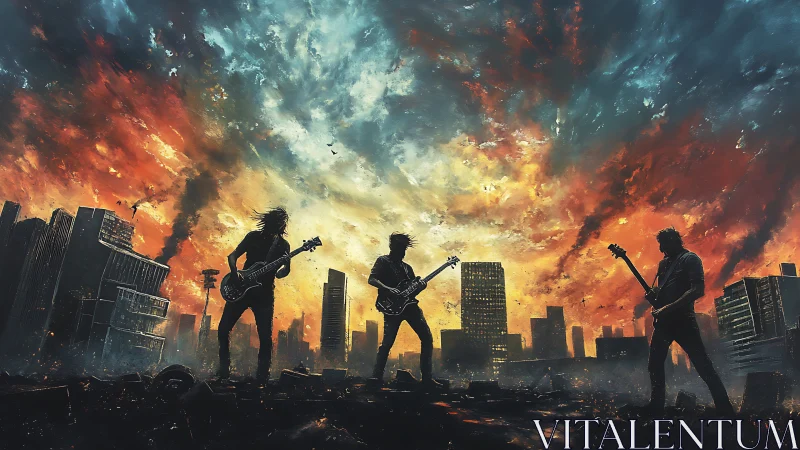 Rock band ignites a stormy skyline with end-of-world energy.