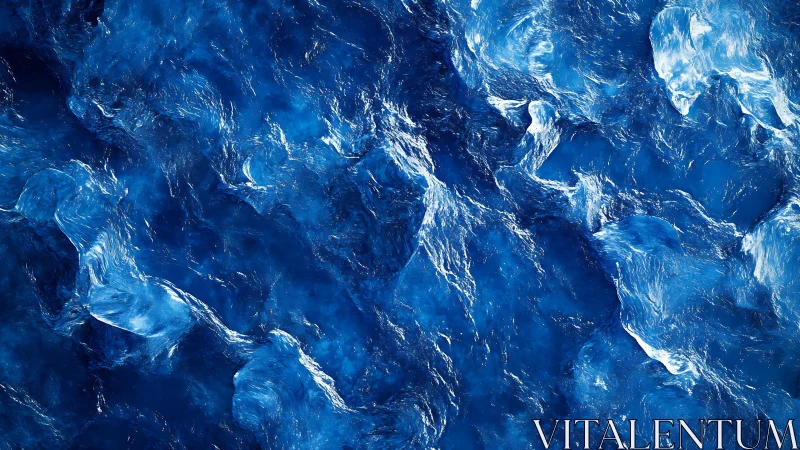 Abstract blue water texture with swirling patterns, digital art.