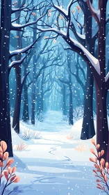 Winter Forest's Icy Path Through Serenity.