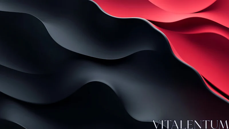 Sculpted red and black waves create a sleek minimal backdrop