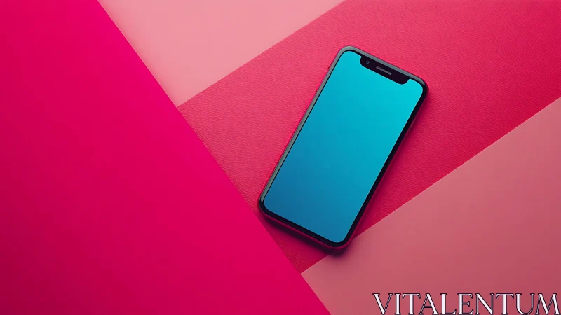 Smartphone mockup on vibrant gradient backdrop.