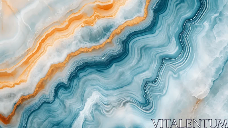 Marbled tides of teal and amber drift through frozen stone