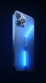 iPhone Pro with Glowing Blue Light Effects.