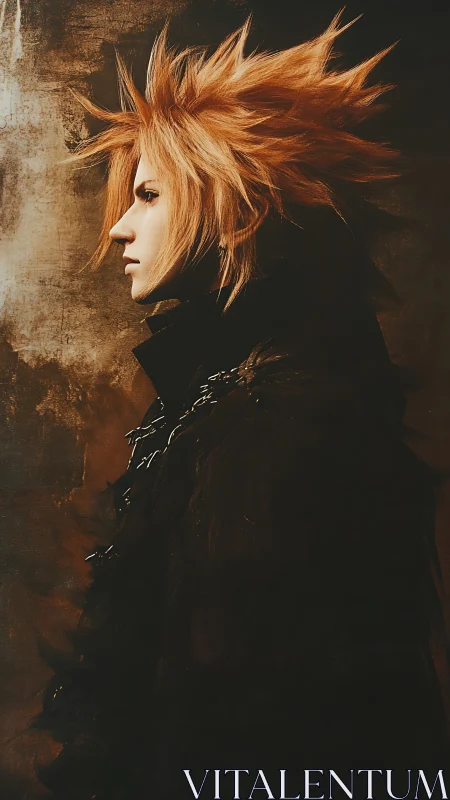 Stormlit profile of a spiky-haired wanderer in shadow.