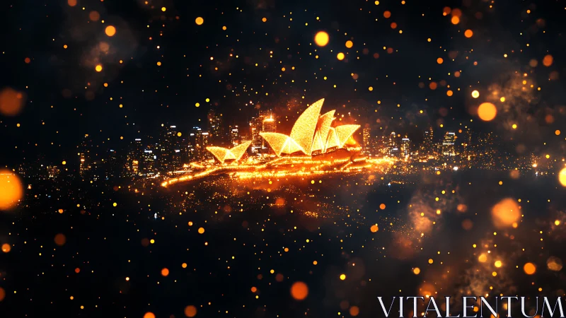 Glittering opera sails ignite a luminous Sydney nightscape.