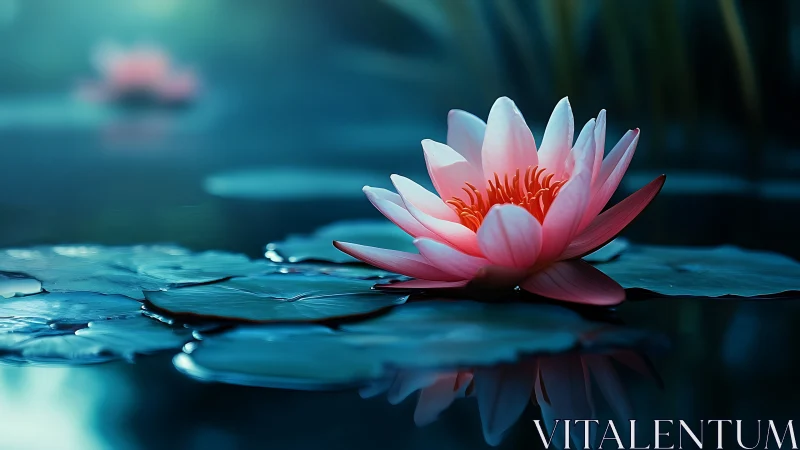 Moonlit lily whispers over glassy water in quiet bloom