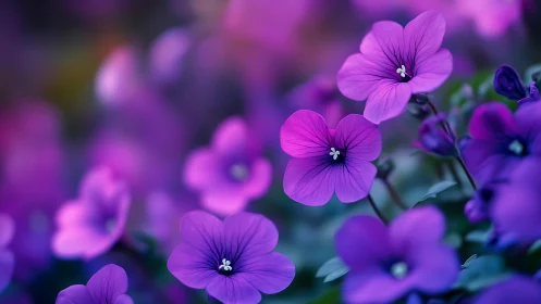 Vibrant Purple Geraniums in Soft Focus Garden Setting
