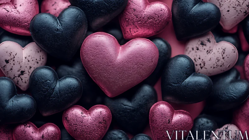 Velvet Hearts in Pink and Charcoal: A Love Story.
