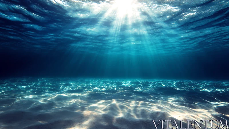Sunbeams stroll underwater and sketch bright paths on sand