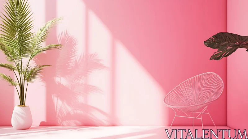 Sunlit palm corner with candy pink modern daydreams.