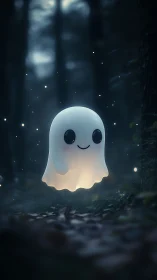 Gentle glowing ghost drifting softly through the forest.