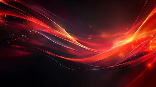 Red light energy waves on dark abstract digital background.