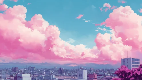 Cotton candy skies drifting softly above a quiet city.