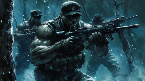 Frostbite Squadron: Tactical Soldiers in Winter's Grip.