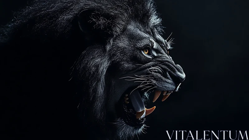 Black panther profile renders detailed roaring head study