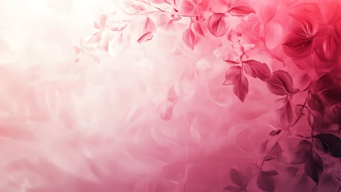 Gradient pink floral foliage abstraction with soft bokeh light