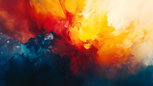 Radiant tides of color colliding in a glowing abstract storm.