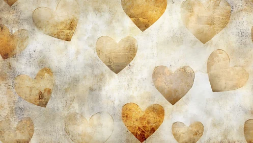 Vintage Heart Pattern on Distressed Textured Background.