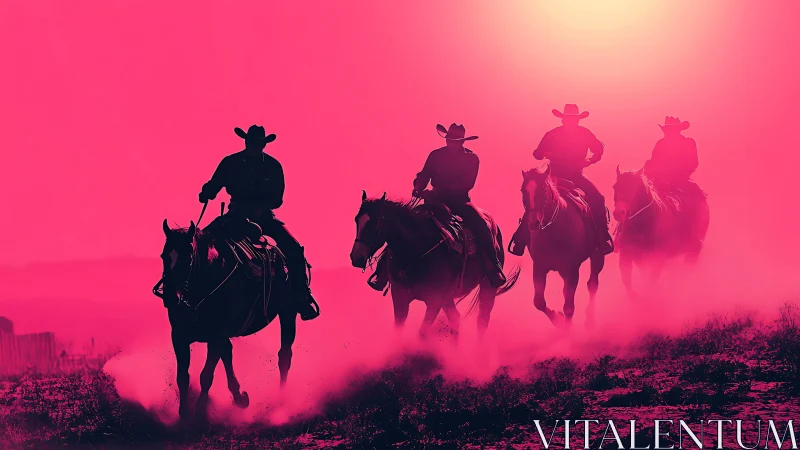 Neon dusk turns four lone cowboys into electric legends