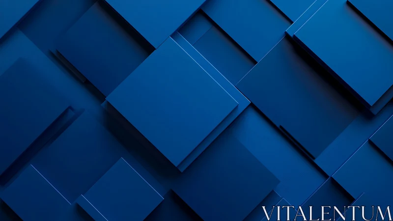 Geometric blue planes forming layered abstract 3D grid.