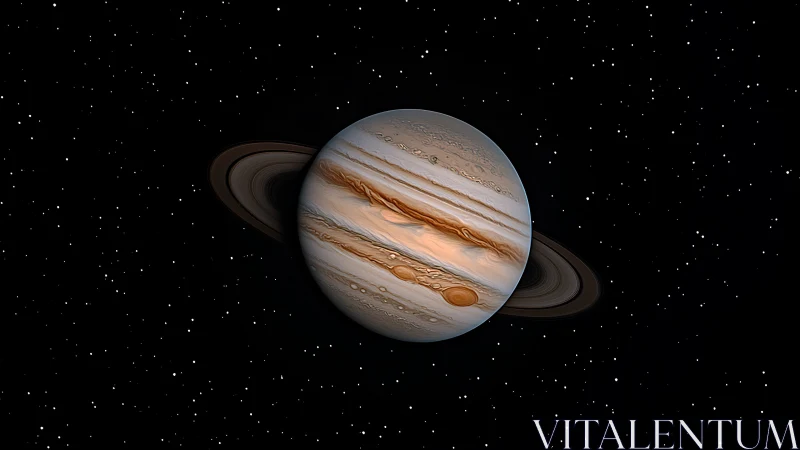 Ringed gas giant planet rendered against dense starfield backdrop