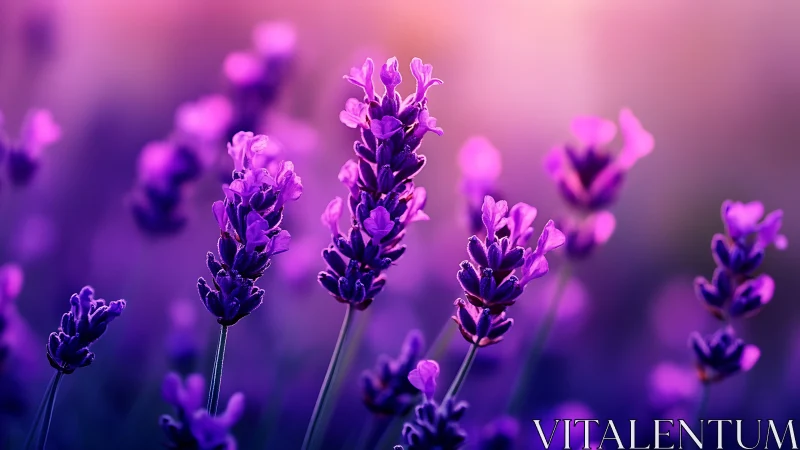 Purple Lavender Field in Soft Focus Botanical Study