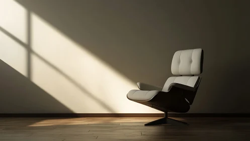 Cozy lounge chair resting in soft afternoon window light.