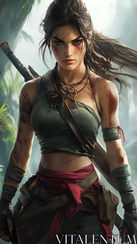 Battle-worn jungle adventurer rendered in cinematic digital art