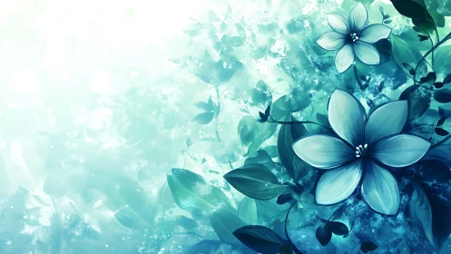 Ethereal Turquoise Flowers in Watercolor Dream.