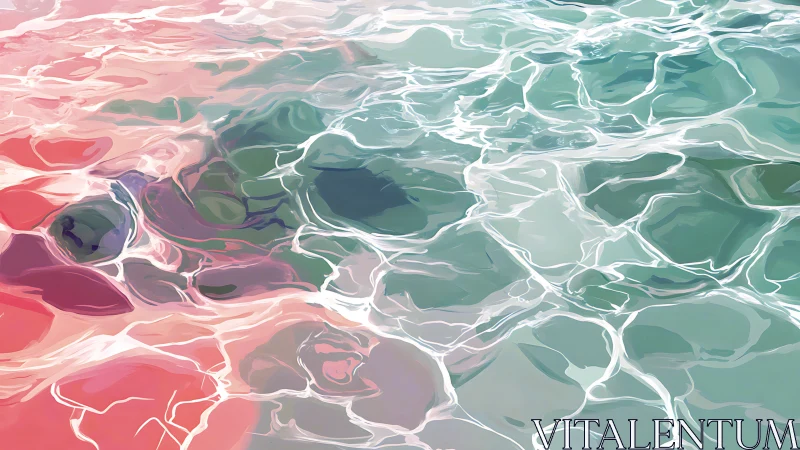 Chromatic caustics over shallow water with refractive tessellation.