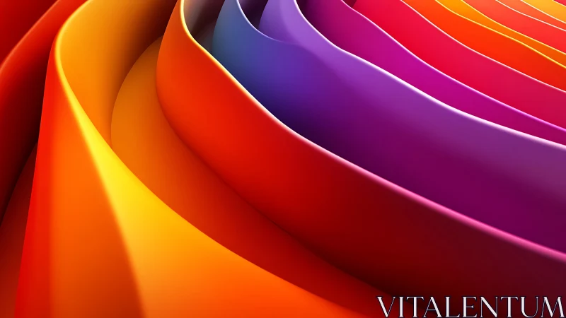 Curved rainbow ribbons flow in luminous abstract waves.