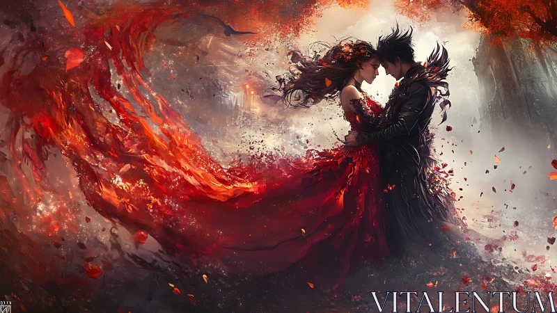 Two Souls in Flames: A Passionate Dance of Fire and Love.