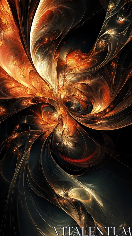 Fractal flame structure with flowing luminous filaments.