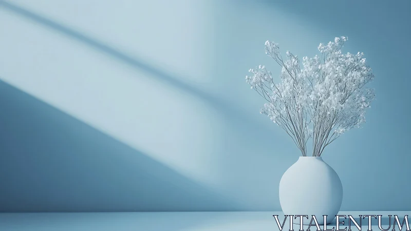 Minimalist White Vase with Dried Florals in Sunlight.