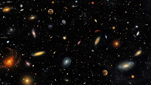 Endless starry cosmos filled with glowing, distant galaxies.