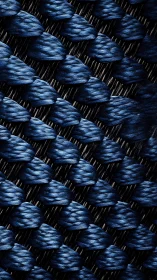 Close macro of blue woven textile fiber pattern.