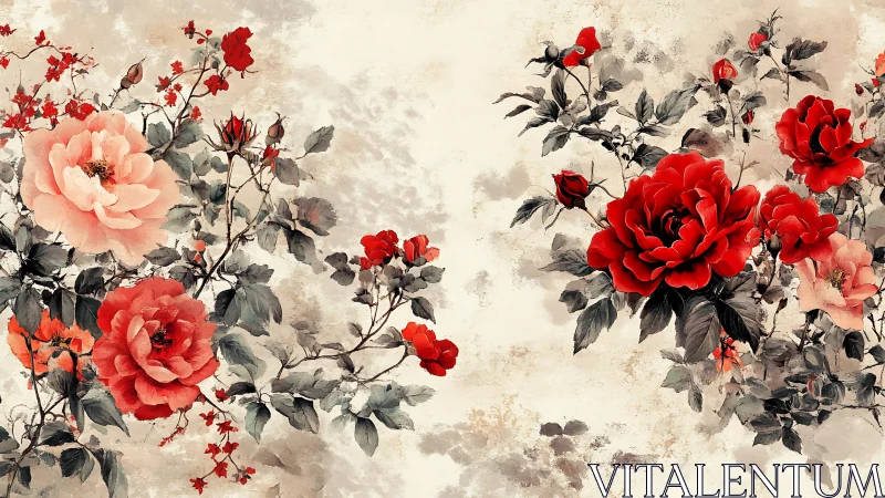 Roses Waltz Across Parchment: Classical Romance Meets Decay