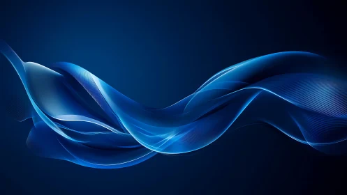 Blue translucent digital waveforms on dark gradient background.