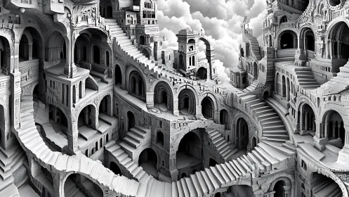 Monumental Staircase: Gothic Architectural Fantasy Rendered.