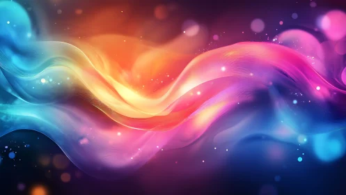 Chromatic waveforms in luminous abstract gradient ribbons.