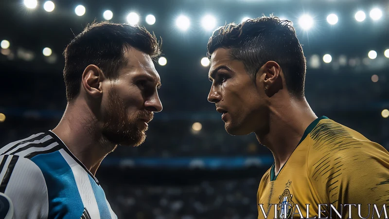 High-intensity stadium faceoff under floodlit bokeh illumination